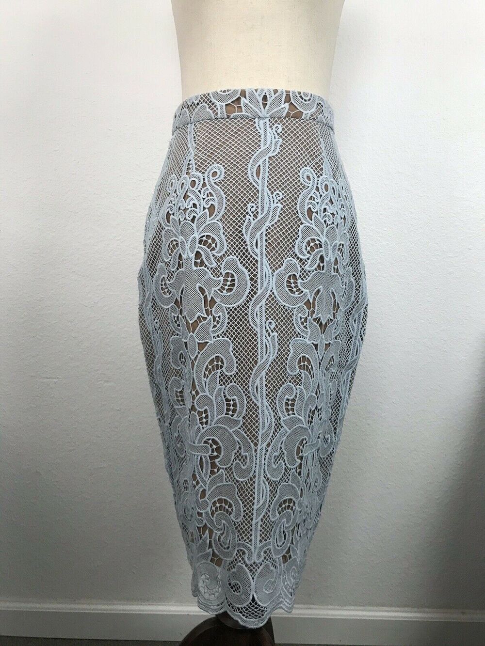 Ministry of Style Midi Pencil Skirt Floral Lace Whimsigoth Coquette Romance